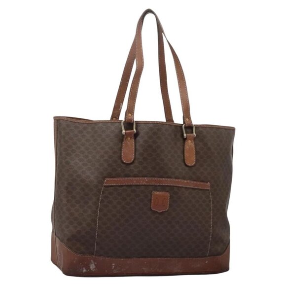 CELINE Macadam Canvas Tote Bag Brown Gold Auth 124118 - Picture 2 of 14